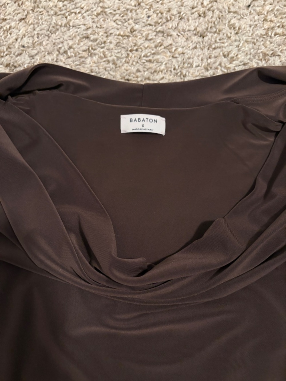 Aritiza Babaton Dark Brown Cowl Neck Sleeveless Top - Picture 2 of 4